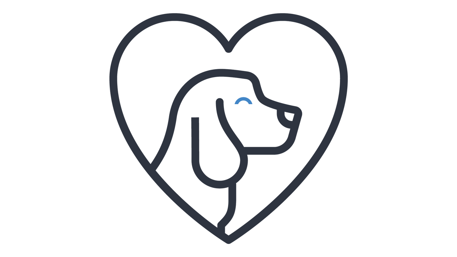 Icon of a dogs head in a heart shape