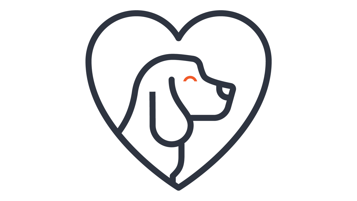 Icon of a dogs head in a heart shape