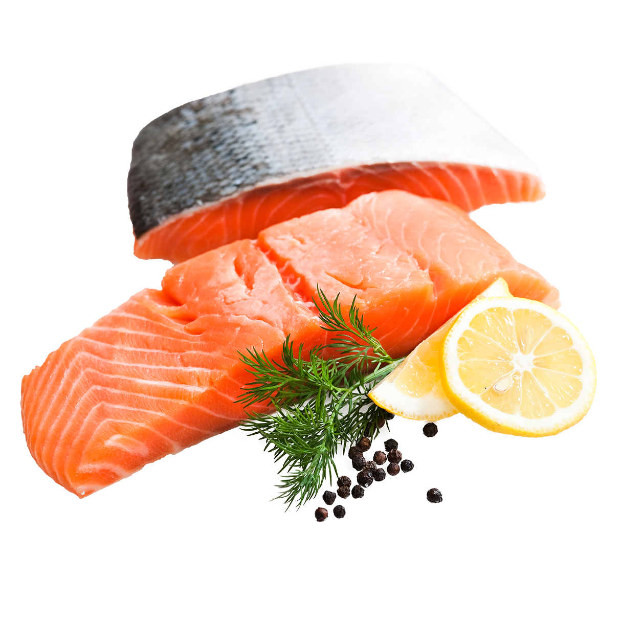 A piece of salmon filet lying skin side down